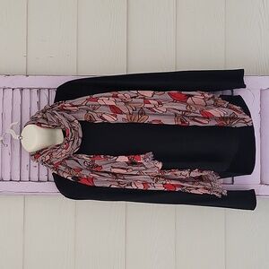 💗 72" ANN TAYLOR LOFT Floral Scarf Red Tan